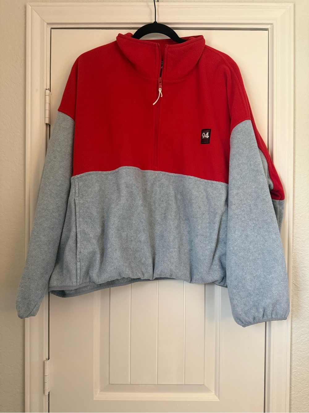 Old Navy Red and Light Gray Half-Zip Fleece Pullover